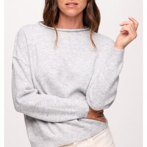 Nuuds Cozy Knit Mock-neck Heather Grey Sweater